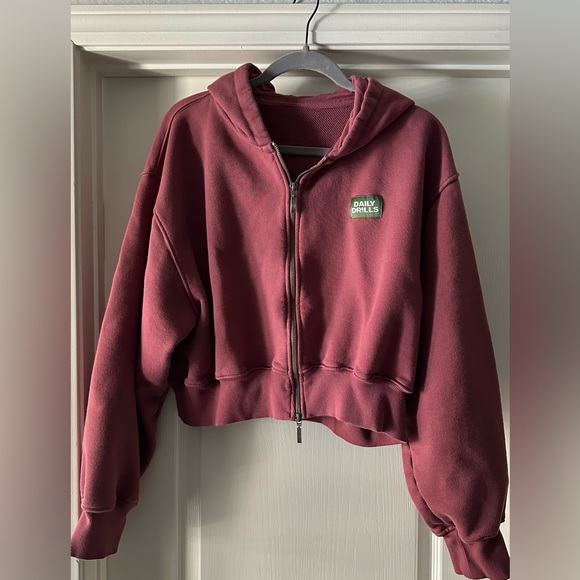 Daily Drills Heavyweight Double Zip Hoodie - Wine - size M/L - Picture 5 of 7